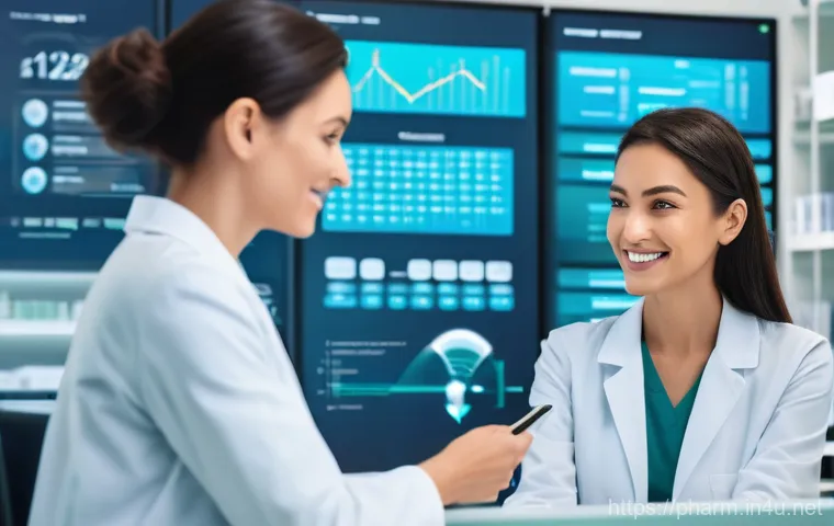 약사 학습 계획 세우는 방법 - **Prompt 1: Modern Pharmacist Leveraging Digital Health**
A female pharmacist, mid-30s, with a w...