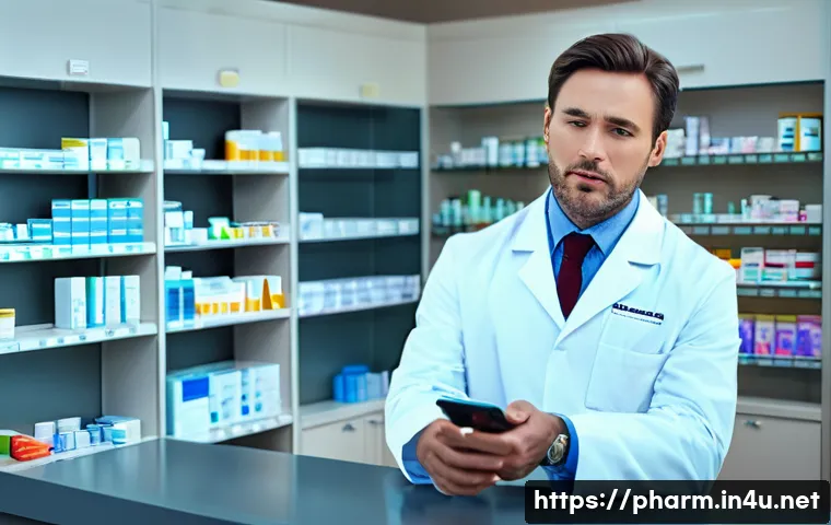 약사 업무 중 흔한 사례와 해결 방법 - **Prompt 1: Empathetic Pharmacist Explaining Medication to a Concerned Patient**
"A brightly lit...